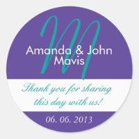 Paarse Blauwgroen eenvoudige Initiaal bruiloft gun