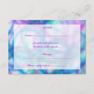 Paarse, Blauwgroen en blauwe RSVP. RSVP Kaartje