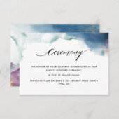 Paarse, Blauwgroen en blauwe Waterverf bruiloft Informatiekaartje (Voorkant / Achterkant)