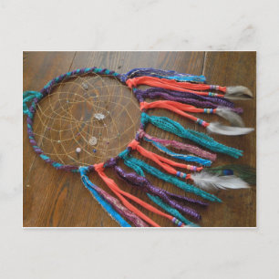 Paarse blauwgroen en roze dreamcatcher briefkaart