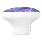 Paarse, Blauwgroen en Turquoise Abstracte Faux Mar Keramische Knop (Zijkant)