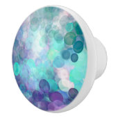 Paarse, Blauwgroen en Turquoise Bubbles Bokeh Keramische Knop (Rechts)