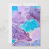 Paarse Blauwgroen Etheral Alcohol Ink Wedding Show Kaart (Achterkant)