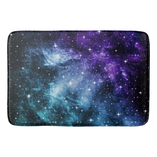 Paarse Blauwgroen galaxy Nebula Dream #1 Badmat (Voorkant)