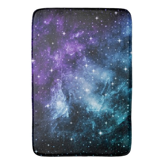 Paarse Blauwgroen galaxy Nebula Dream #1 Badmat (Voorkant Verticaal)