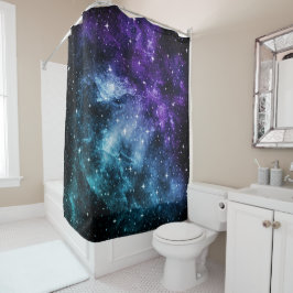Paarse Blauwgroen galaxy Nebula Dream #1 Douchegordijn