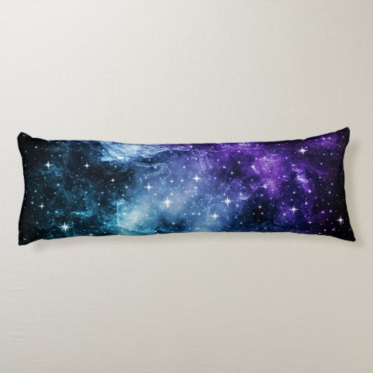 Paarse Blauwgroen galaxy Nebula Dream #1 Lichaamskussen (Achterkant)