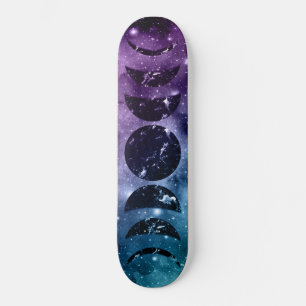 Paarse Blauwgroen galaxy Nebula Dream Moon Phases Skateboard