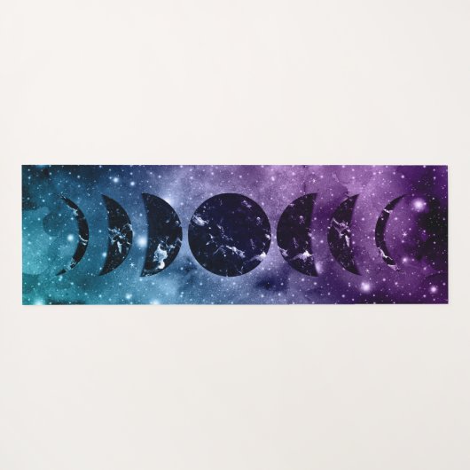 Paarse Blauwgroen galaxy Nebula Dream Moon Phases  Yogamat (Achterkant (horizontaal))