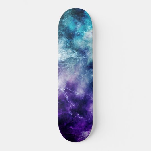 Paarse Blauwgroen Galaxy Nebula Marble Dream #1 Skateboard (Voorkant)