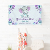 Paarse Blauwgroen Olifant Achtergrond voor Jongen Spandoek (Insitu)