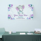 Paarse Blauwgroen Olifant Achtergrond voor Jongen Spandoek (Beurs)