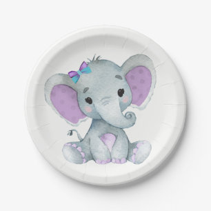 Paarse Blauwgroen Olifant Bord 4 Baby shower, Verj