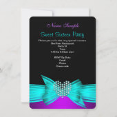 Paarse Blauwgroen Sweet 16 Birthday Party Diamond  Kaart (Achterkant)