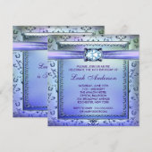 Paarse Blauwgroen Sweet Sixteen Party Kaart (Voorkant / Achterkant)