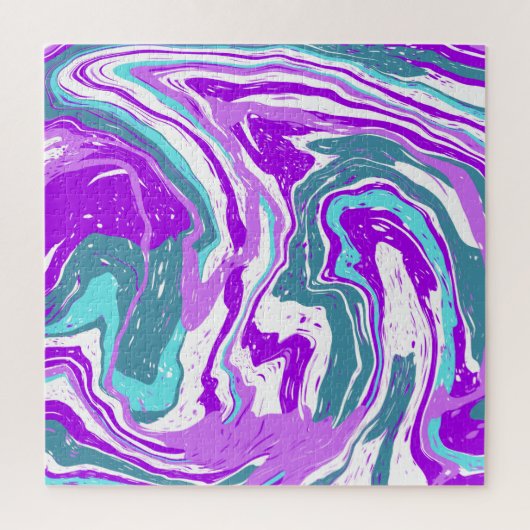 Paarse, Blauwgroen, Turquoise Marble Fluid Art Legpuzzel (Verticaal)