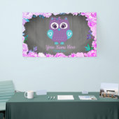 Paarse Blauwgroen Uil Meisje Achtergrond Desert Ta Spandoek (Beurs)