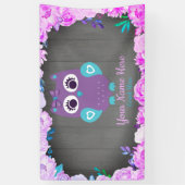 Paarse Blauwgroen Uil Meisje Achtergrond Desert Ta Spandoek (Verticaal)