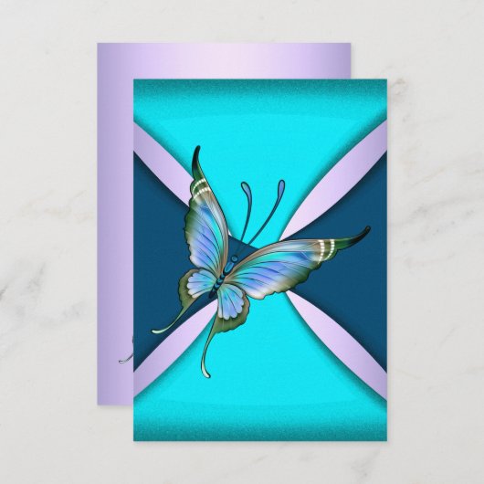 Paarse Blauwgroen vlinder RSVP Sla de datum op (Voorkant / Achterkant)