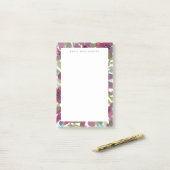 Paarse Blauwgroen Waterverf Bloem tuinmonogram Post-it® Notes (Op bureau)