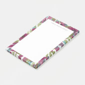 Paarse Blauwgroen Waterverf Bloem tuinmonogram Post-it® Notes (Schuin)