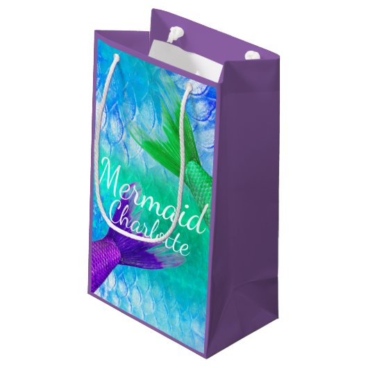 Paarse & Blauwgroen Zeemeermin Staarten en Schalen Klein Cadeauzakje (Achterkant Gekanteld)