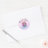 Paarse Blauwgroen Zeemeermin Waterverf Dank u Favo Ronde Sticker (Envelop)