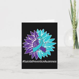 Paarse Blauwgroen Zonnebloem Ribbon Zelfmoordpreve Kaart