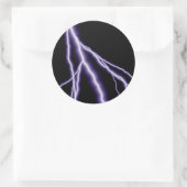 Paarse bliksembolt ronde sticker (Tas)