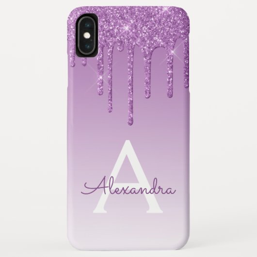 Paarse bling | Luxe Sparkle Glitter Monogram Case-Mate iPhone Case (Achterkant)