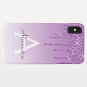 Paarse bling | Luxe Sparkle Glitter Monogram Case-Mate iPhone Case (Achterkant (horizontaal))