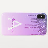 Paarse Bling Luxury Sparkle Glitter Monogram Case-Mate iPhone Case (Achterkant (horizontaal))