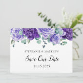 Paarse bloei Eucalyptus Botanische bruiloft Save The Date (Staand voorkant)