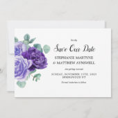 Paarse bloei Eucalyptus Botanische bruiloft Save The Date (Achterkant)
