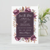 Paarse bloei Waterverf Save the date Invitation (Staand voorkant)