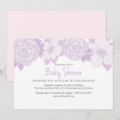 Paarse bloeiende Baby shower uitnodiging (Voorkant / Achterkant)