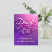 Paarse bloeiende versiering Happy Diwali Briefkaart (Staand voorkant)