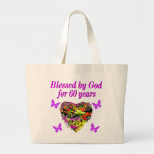 PAARSE BLOEM 60E VERJAARDAG ONTWERP GROTE TOTE BAG