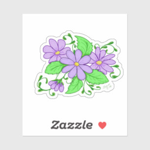 Paarse Bloem Artistiek ontwerp sticker