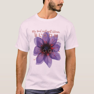 Paarse Bloem Bloem Motivatie Citaat Kunst – “Mijn  T-shirt