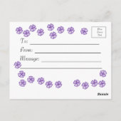 Paarse bloem briefkaart (Achterkant)