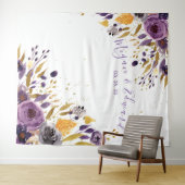 Paarse Bloem Bruiloft Achtergrond Ontvangst Decora Wandkleed (In Situ (horizontaal))