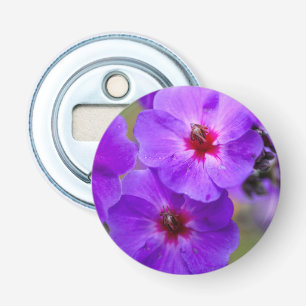 Paarse bloem button flesopener