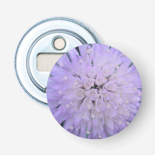 Paarse bloem button flesopener (Voorkant)