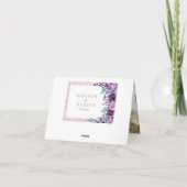 Paarse Bloem Champagne Goud Trouw Dank Je Bedankkaart (Achterkant)