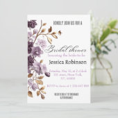 "paarse bloem en bladgoud vrijgezellenfeest" kaart (Staand voorkant)