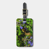 Paarse Bloem en Bumble Bee Bagagelabel (Voorkant verticaal)