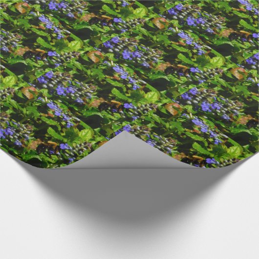 Paarse Bloem en Bumble Bee Cadeaupapier (Hoek)