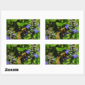 Paarse Bloem en Bumble Bee Rechthoekige Sticker (Vel)