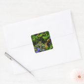 Paarse Bloem en Bumble Bee Vierkante Sticker (Envelop)